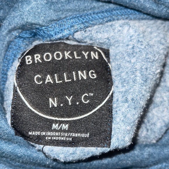 Brooklyn Calling N.Y.C. Blue Funnel Neck Pullover - Picture 2 of 10